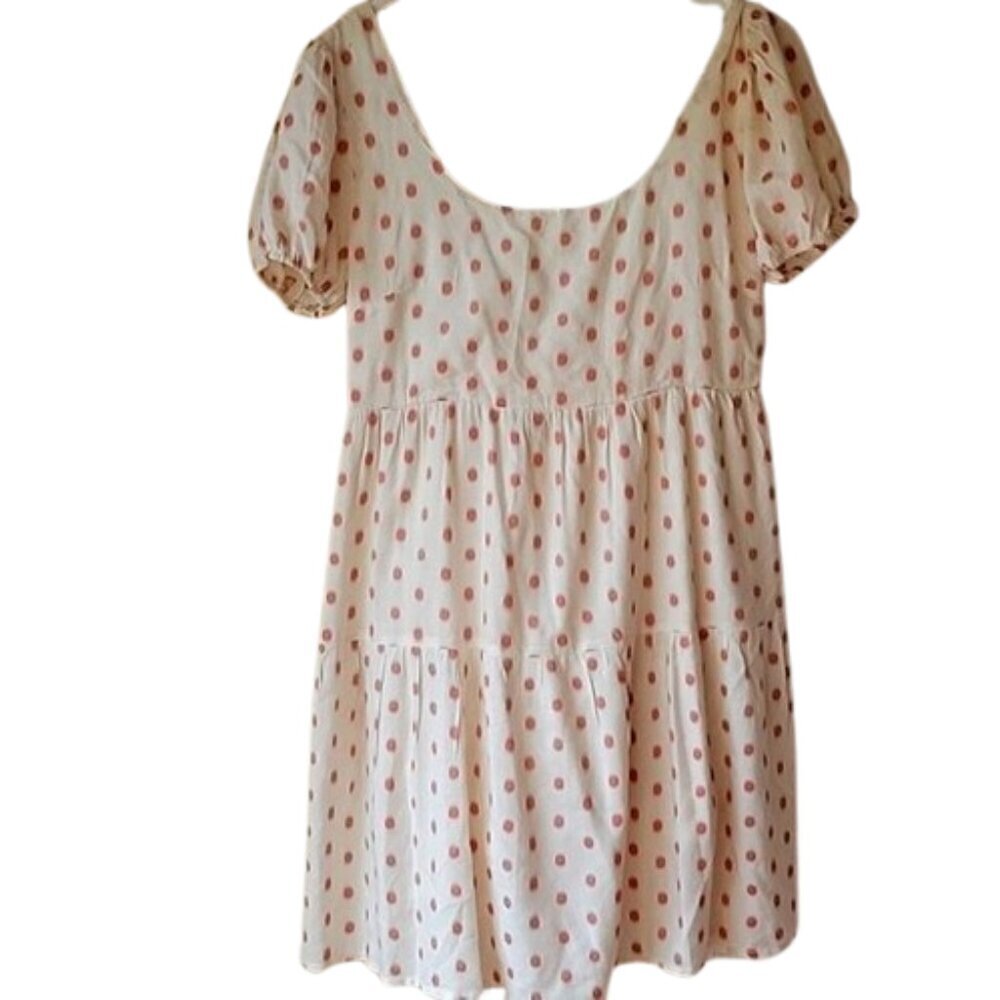 Jessica Simpson Mini Dress Size M Casual Mini Cream and Pink Open Back Tie Bow - Picture 3 of 8